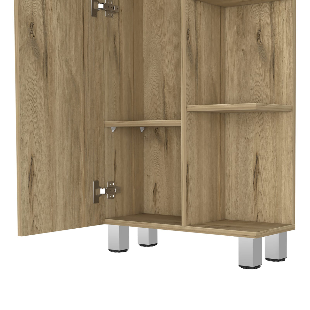 Beige Particle Board Bathroom Cabinet with Adjustable Shelves for Living Room
