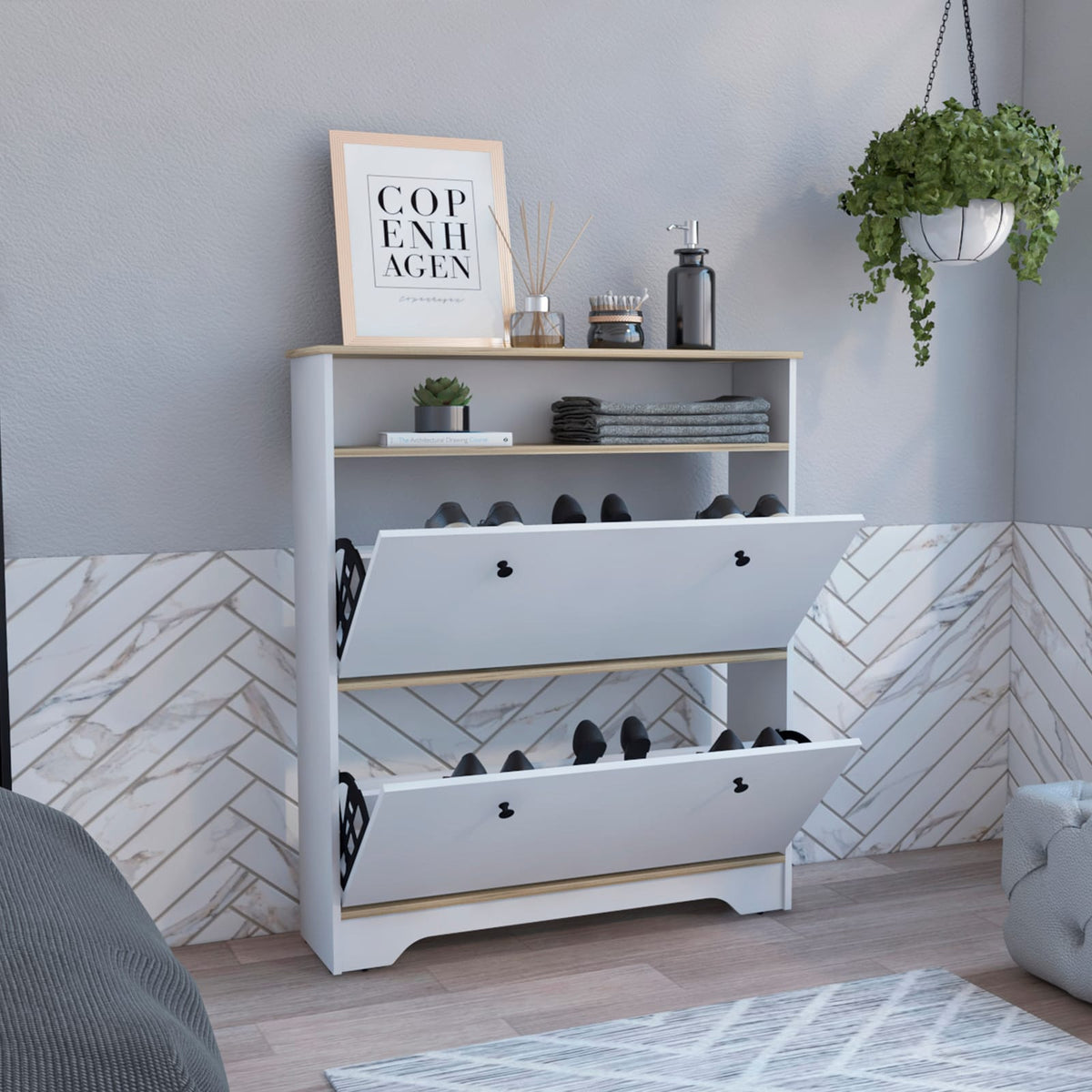 Multicolor Shoe Storage Cabinet - 46" Tall
