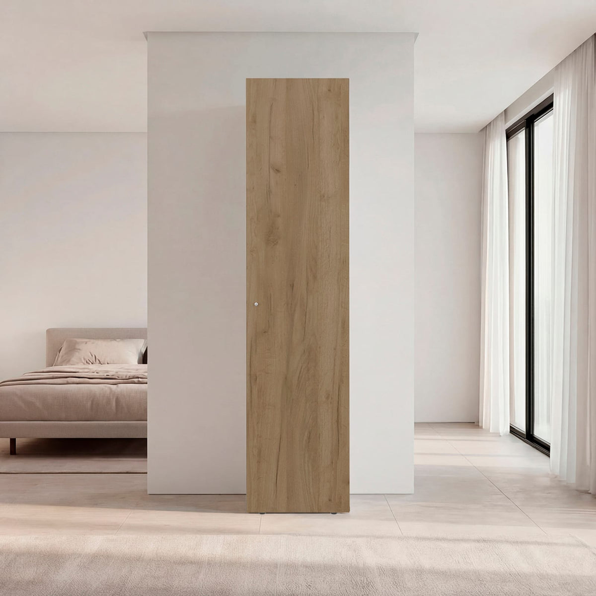 Tall Linen Cabinet - Natural Wood Storage for Bedrooms & Bathrooms
