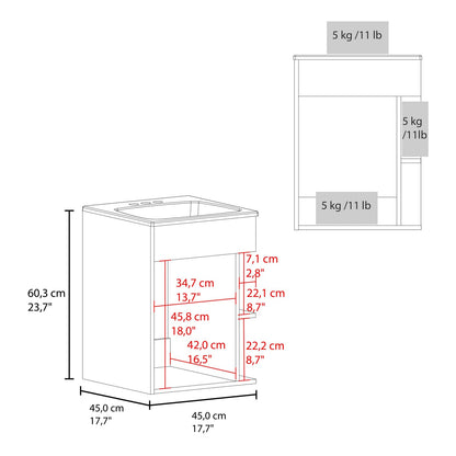 Natural Oak 2-Shelf Vanity Cabinet - Compact Storage for Bathroom
