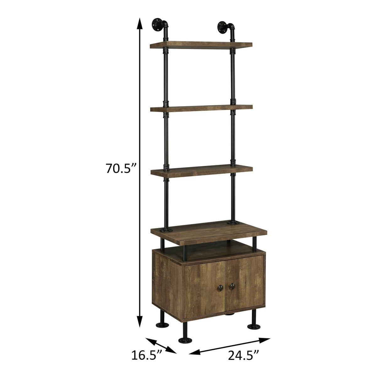 Black and Brown Wood Metal Three Tier Storage Shelf for Display for Living Room