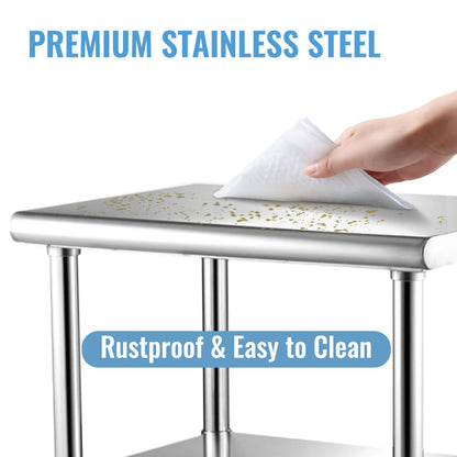 Stainless Steel Prep Table - 30x30 Inch Heavy Duty Workstation