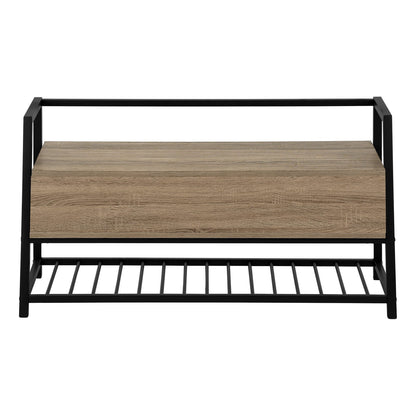 Brown MDF Flip-Top Storage Bench and Shoe Rack for Entryway for Living Room