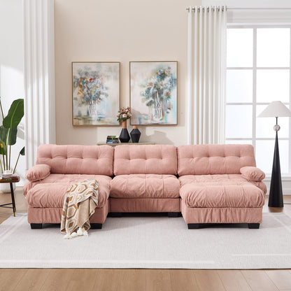 U-Shaped Sectional Sofa - Pink Cloud Comfort, 5 Seat