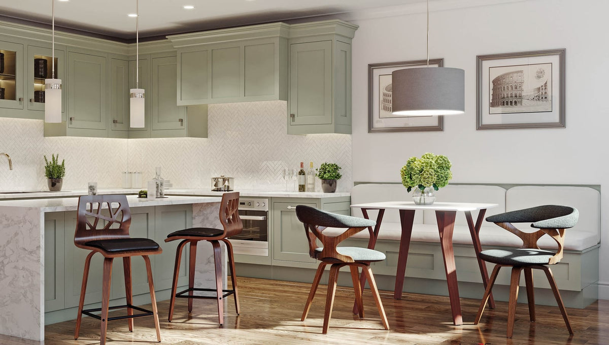 Walnut Wood Marble Dining Table - Seats 4