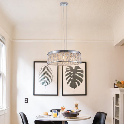 Modern Crystal Chandelier - 19 Inch Silver+Clear Iron Flush Mount Lighting