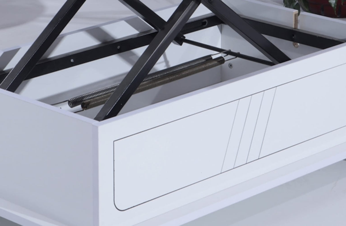 White Adjustable Height Coffee Table - Rectangular Desk