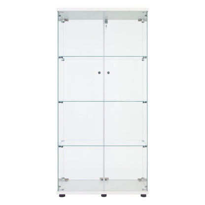 LED Glass Cabinet Display Case - 4 Shelves Black