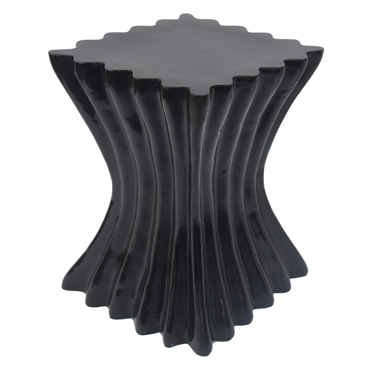 Wave Design Side Table - Black Magnesium Oxide Outdoor Accent