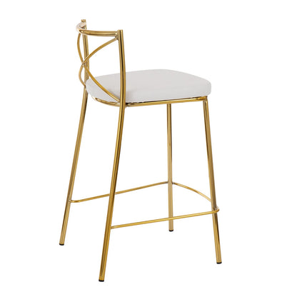 Modern Charlotte Counter Stool - 2 White Faux Leather Stools