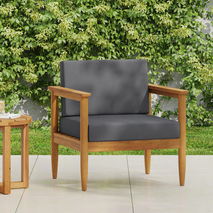 Gavin Club Chair - Dark Grey Acacia Wood Patio Seating