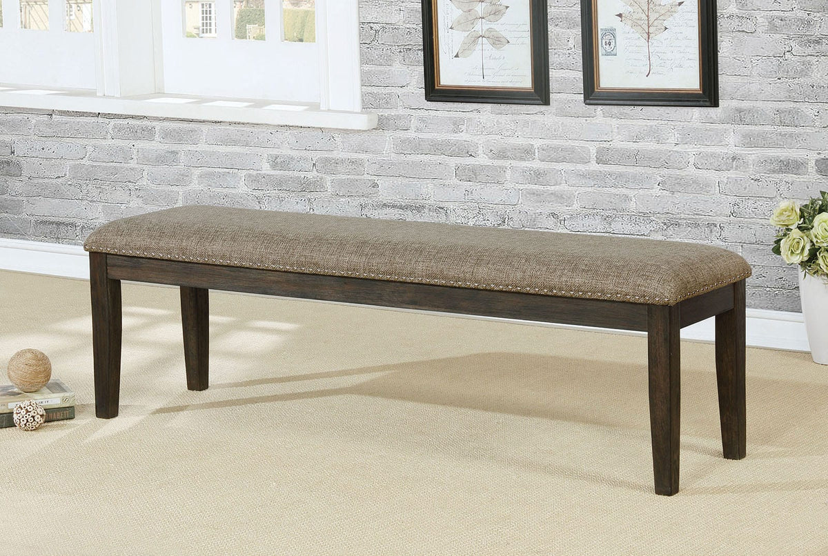 Espresso Gray Dining Bench - 63" Transitional Style