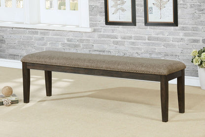 Espresso Gray Dining Bench - 63" Transitional Style