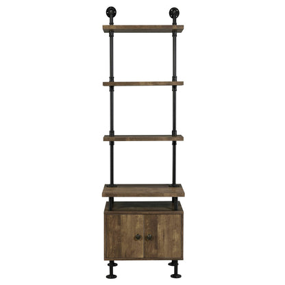 Black and Brown Wood Metal Three Tier Storage Shelf for Display for Living Room