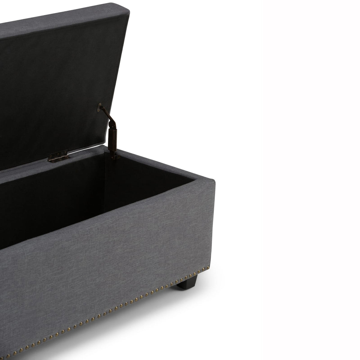 Dark Gray Fabric Storage Ottoman - 47.6" Wide