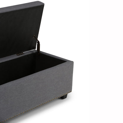 Dark Gray Fabric Storage Ottoman - 47.6" Wide