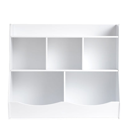Wood Kid Storage Cubby - 5-Cubby Toy Organizer, White MDF
