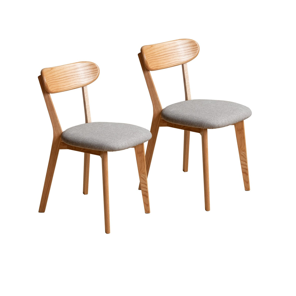 Set of 2 Solid Oak Dining Chairs - Natural Wood Finish