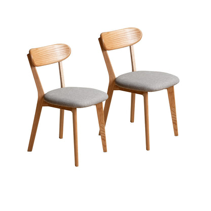 Set of 2 Solid Oak Dining Chairs - Natural Wood Finish