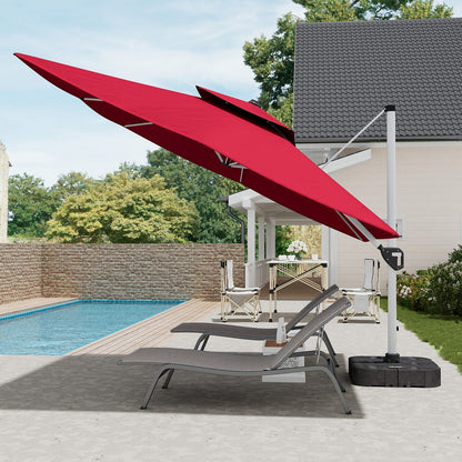 11 Foot Red Patio Umbrella - Outdoor Shade Canopy