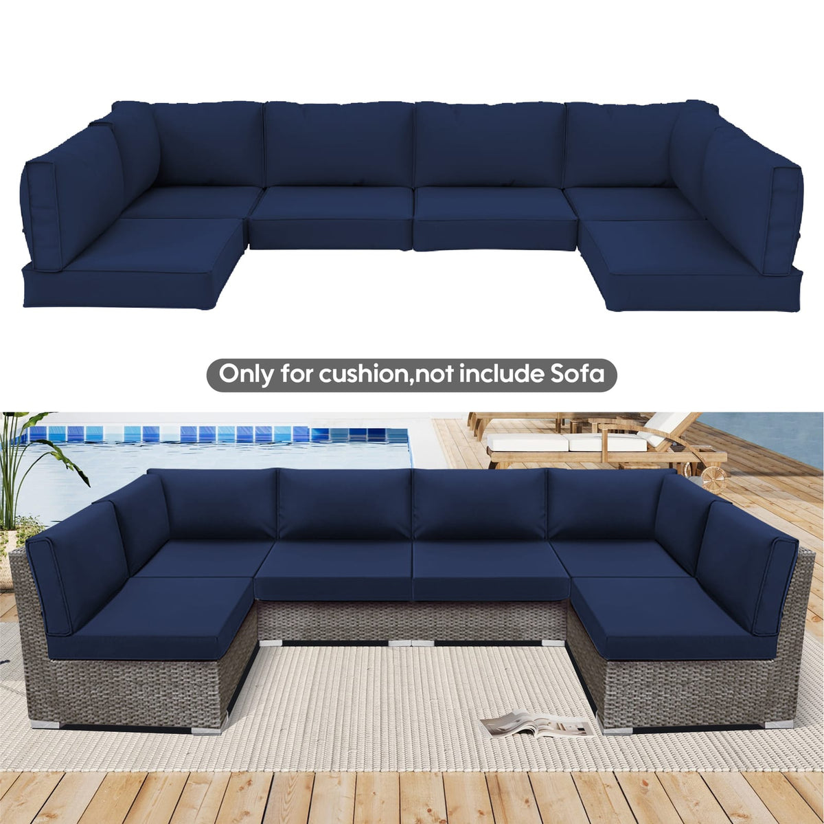 Navy Blue Outdoor Cushions for Patio Furniture Replacement