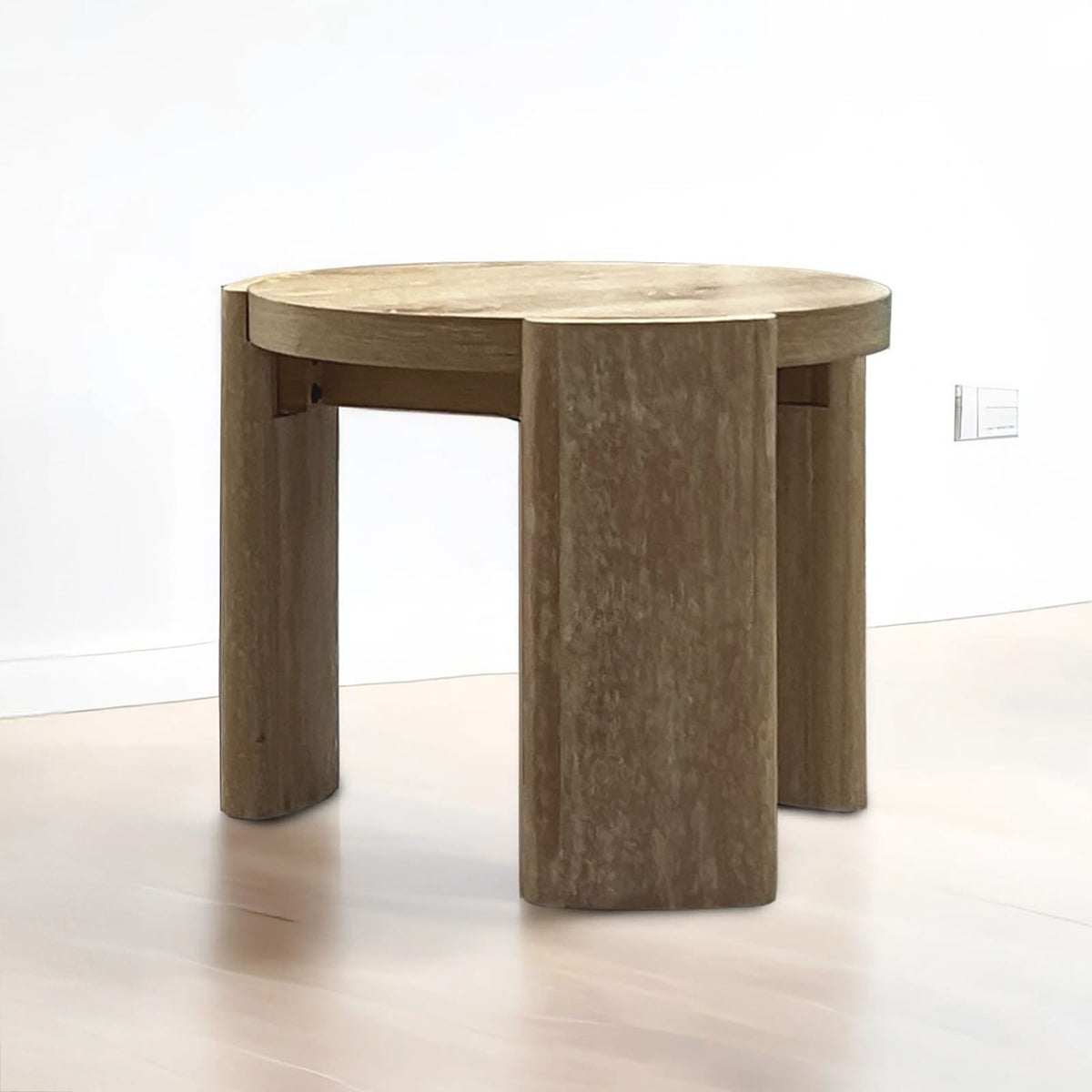 Oak End Table - 20" Round Contemporary Design
