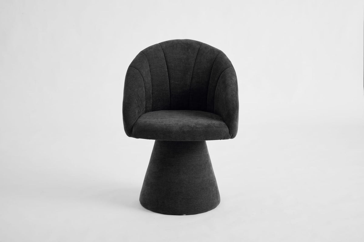 Gray Chenille Swivel Accent Armchair - Comfy Vanity Chair for Living Room