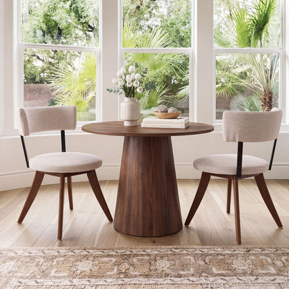 Beige Walnut Dining Chairs Set of 2 - Modern Upholstered Chairs