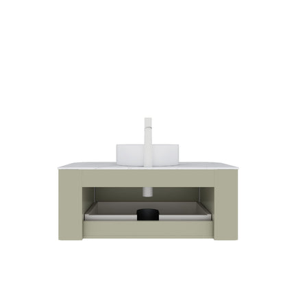 Light Green Bathroom Vanity with Sink - Modern Wall Mounted Storage