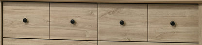 Elara 57"W Light Oak Dresser - 6 Drawers, Black Hardware