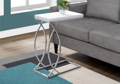 White MDF Accent Table - 10.25 x 18.25 x 25", Living Room End Table