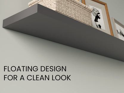 Grey Floating Shelves - 2 Shelf Display Unit for Living Room