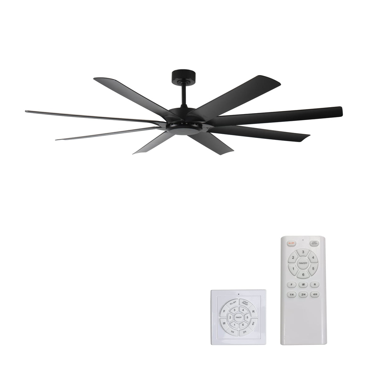 72 Inch Ceiling Fan Black - Quiet DC Motor, Remote Control