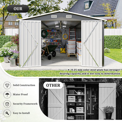 10x14 Campcraft Outdoor Storage Shed - Dark Gray Metal