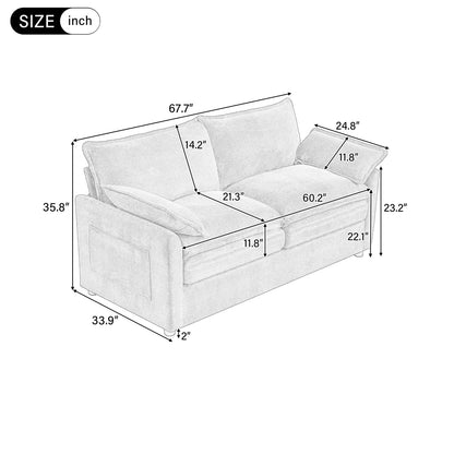 Grey Faux Fur Sectional Sofa - 6 Seat Comfortable Couch