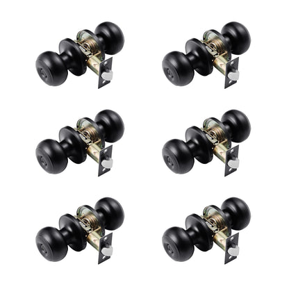 Matte Black Stainless Steel Door Knobs - 6 Pack