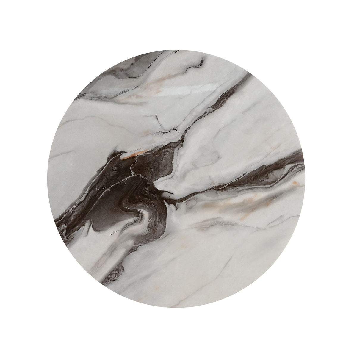 Contemporary Round End Table - Black, Gold, White Marble Top