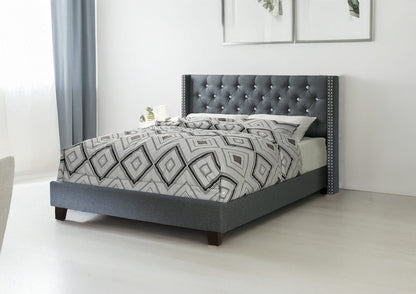 Queen Bed in Blue Gray - Box Spring Not Needed for Bedroom