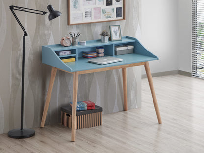 Mid-Century Modern Wood Writing Desk with Hutch -