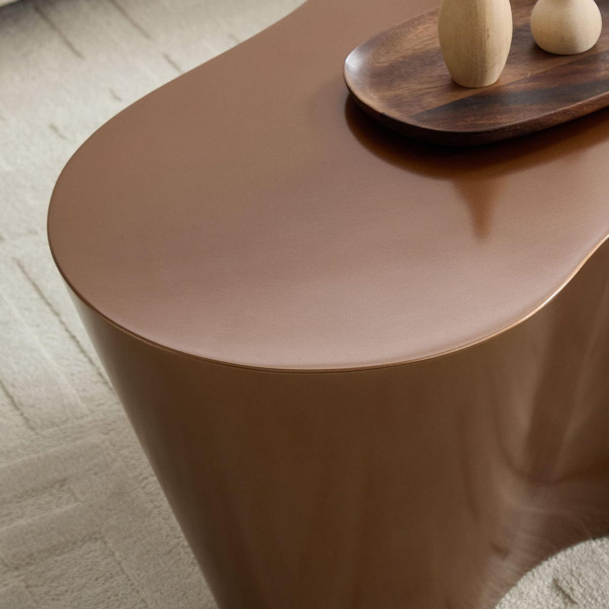 Unique 50 Inch Mid-Century Modern Coffee Table - Brown Fiberglass for Living Room