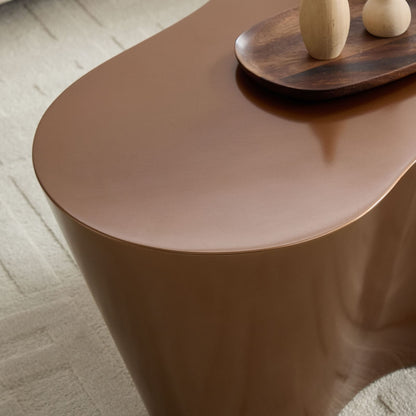 Unique 50 Inch Mid-Century Modern Coffee Table - Brown Fiberglass for Living Room