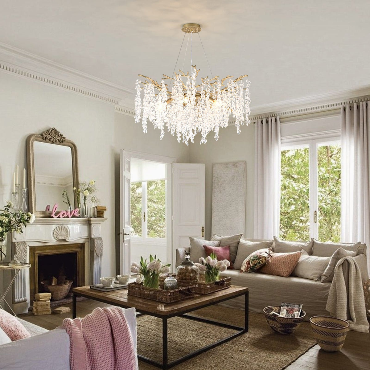 10-Light Gold Metal Chandelier - Farmhouse Style Lighting