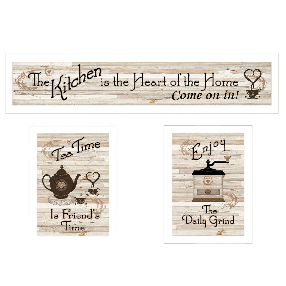 3-Piece White Wall Vignette for Small Kitchen Decor Storage