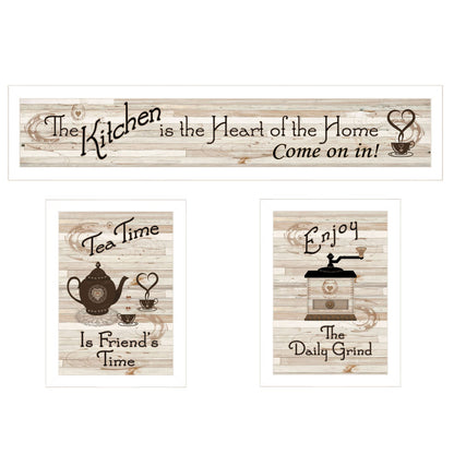 3-Piece White Wall Vignette for Small Kitchen Decor Storage