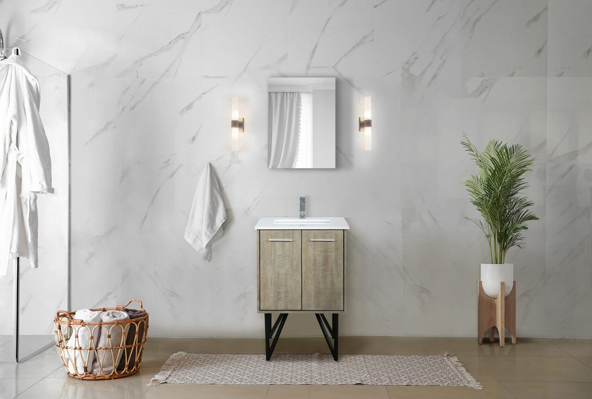 Acacia Wood Bath Vanity with Marble Top & Mirror
