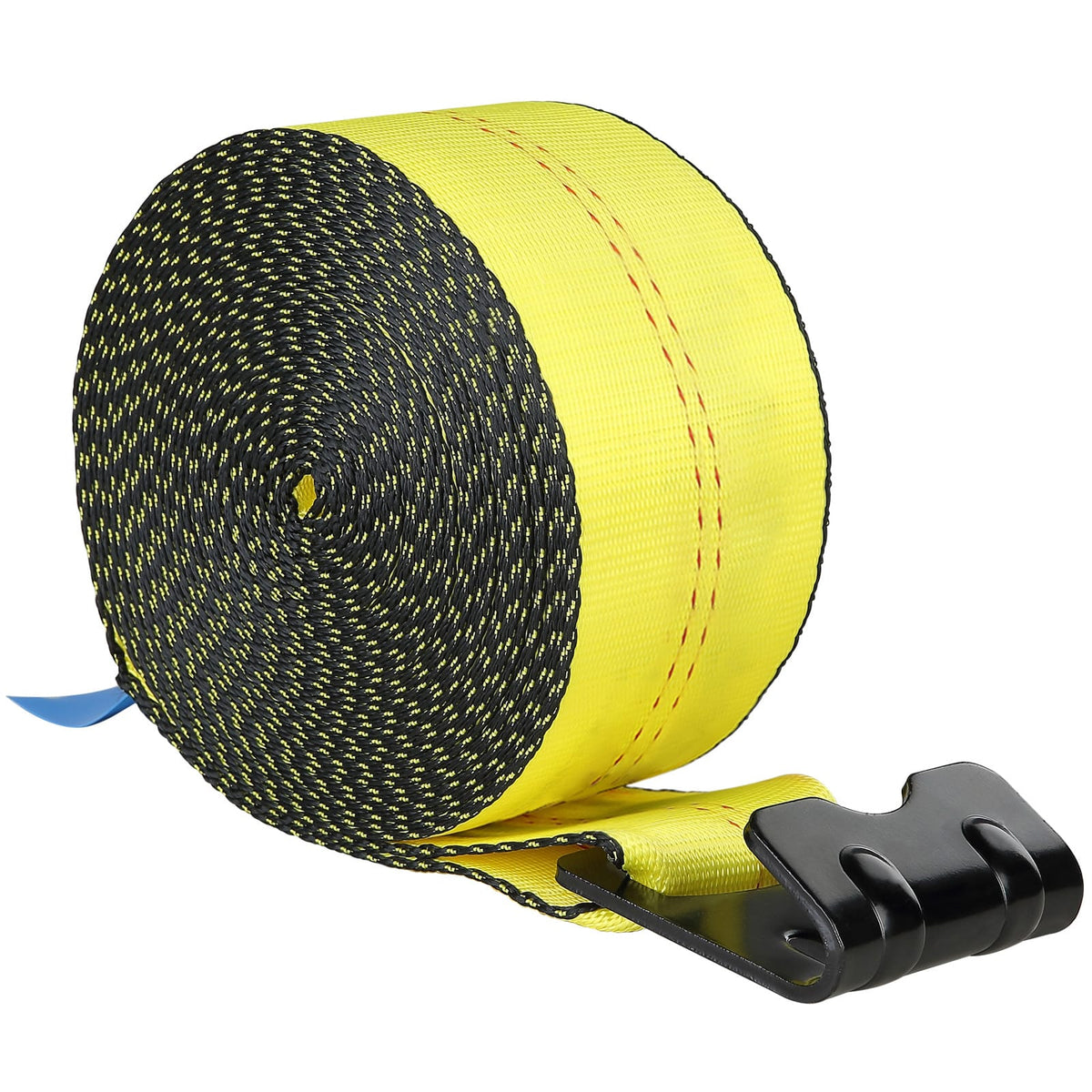 Winch Straps 4" x 30' - 6000 lb Load, Flat Hook Tie Downs Yellow (4 Pack)