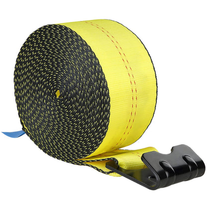Winch Straps 4" x 30' - 6000 lb Load, Flat Hook Tie Downs Yellow (4 Pack)