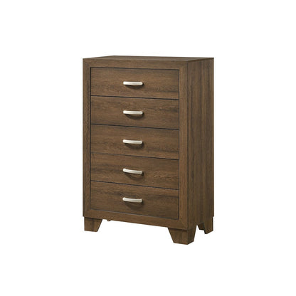 Oak Synthetic Wood Chest with Five Storage Drawers for Bedroom