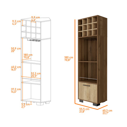 Jackson 12-Bottle Bar Cabinet - Brown Particle Board