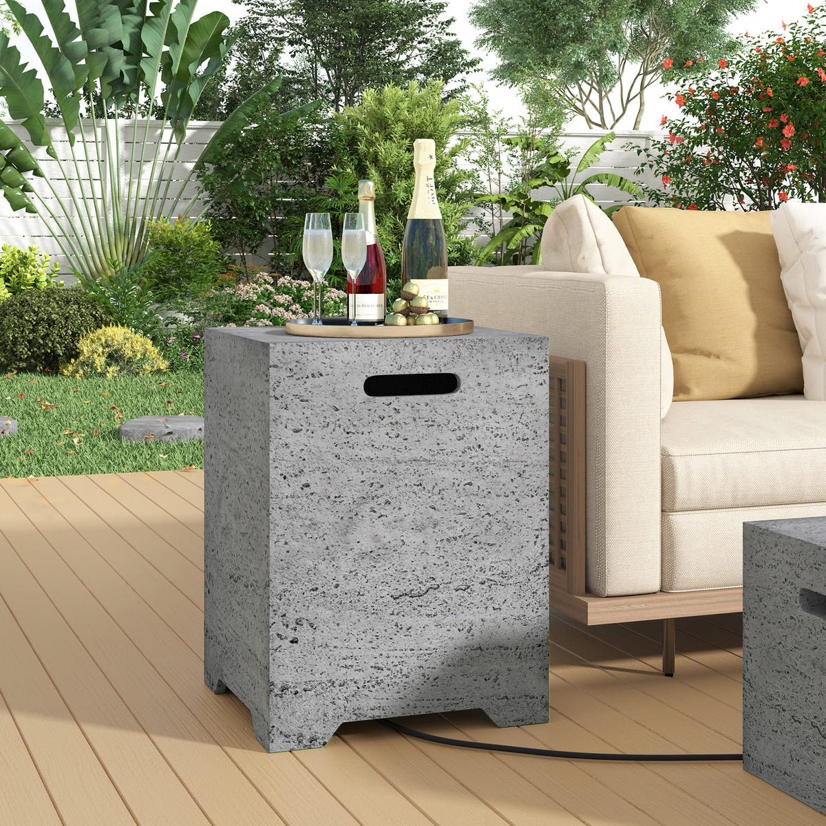 U-STYLE 2-in-1 Fire Pit & Tank Stand - Grey Magnesium Oxide for Outdoor